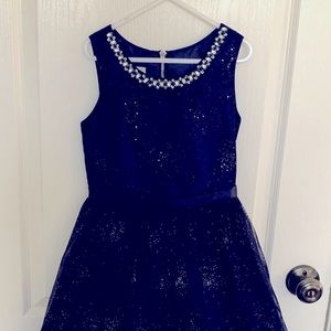 American Princess Midnight Blue Girls Dress w/t Silver Glitter